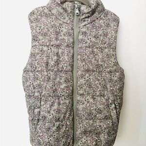 H&M Girl’s Floral Quilted Puffer Vest - Sage & Lilac
